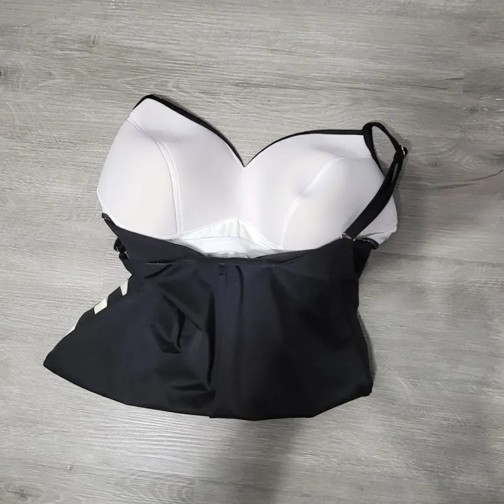 Plus Size Black & Green Flowered One Piece Swimsuit